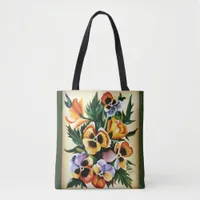 Exotic Watercolor Multicolored Pansies Tote Bag