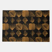 Bold Caribbean Tribal Mudcloth: Black, Gold Doormat