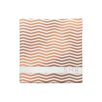 Chic Copper Rose Gold White Chevron Monogram Cloth Napkin