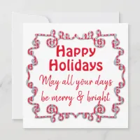 Happy Holidays Christmas Red and White Frame
