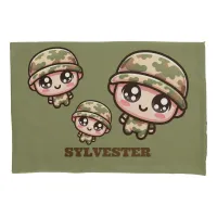 Cute Kawaii Army Camouflage Monogram on Green |