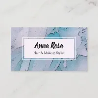 *~* Artistic Blue & Pink Flower Floral Peony Business Card