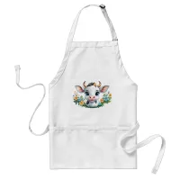 Cute little girl cow in flowers adult apron