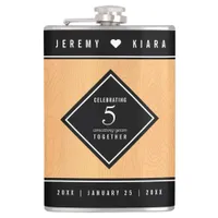 Elegant 5th Wood Wedding Anniversary Celebration Flask