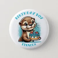 Otter Themed Birthday Boy Personalized Button