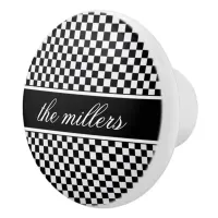 Black and White Checkerboard ID148 Ceramic Knob