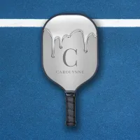 Liquid Chrome Drips Silver Metal Monogram Pickleball Paddle