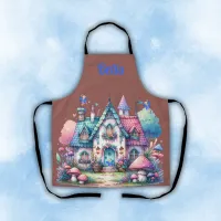 Pink & Blue Fairy Cottage Core Monogram on Rose | Apron