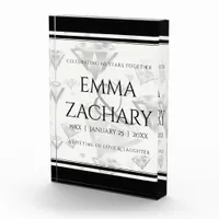 Elegant 60th 75th Diamond Wedding Anniversary Photo Block