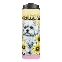 Maltese Watercolor Ai Art for Dog Owners Thermal T Thermal Tumbler