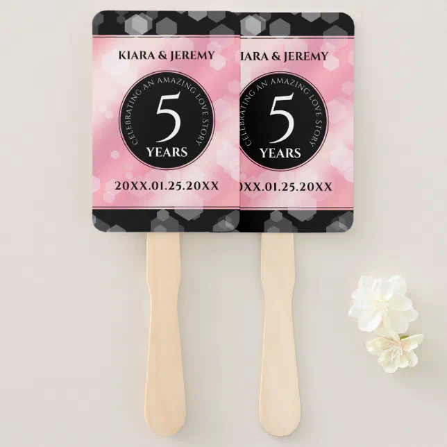 Elegant 5th Rose Quartz Wedding Anniversary Hand Fan