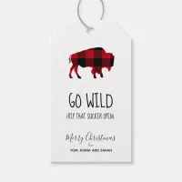 Go Wild Buffalo Black and Red Plaid ID602 Gift Tags