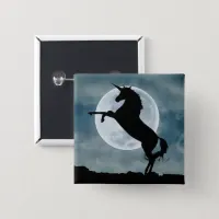 Unicorn Silhouette Full Moon Night Sky, ZKOA Button