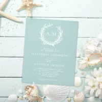 Budget Nautical Coral Sea Glass Wedding Invitation Flyer