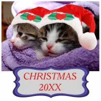 Two Kittens in Red Santa Hats Christmas 20XX Cutout