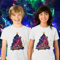 Modern Space Skateboarding Santa Christmas Kids Tri-Blend Shirt