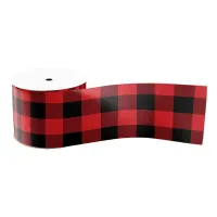 Classic Red and Black Buffalo Check Grosgrain Ribbon