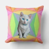 Cutest cat colorful rainbow throw pillow