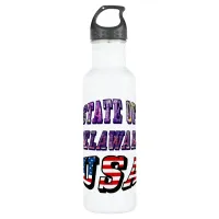 Sate of Delaware Picture and USA Flag Text Stainless Steel Water Bottle