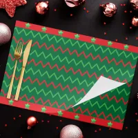 Christmas Red Green Stars And Zigzag Stripes  Paper Pad