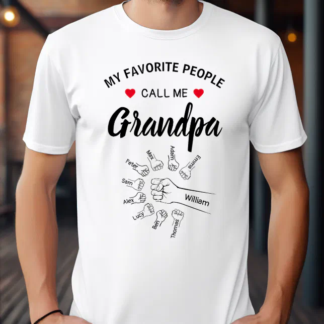 For Grandpa with Grandkids Names Personalized T-Shirt