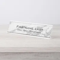 Elegant Silver Sparkle White Marble Custom Door or Desk Name Plate