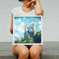 Sparkling Blue Fairytale Castle Ruin Poster