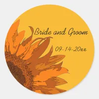 Orange Sunflower on Yellow Wedding Envelope Seals