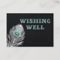 Vintage Chalkboard peacock wedding wishing well Enclosure Card