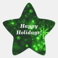Snowflakes with Green Background Star Stickers