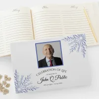 Blue Winter Snowflake Celebration of Life Memorial Guest Book