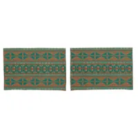 Southwestern Copper Teal Geometric Print Standard Pillow Case