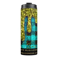 *~* QR SWAG  Rustic Christmas Gold Drip Plaid Ther Thermal Tumbler