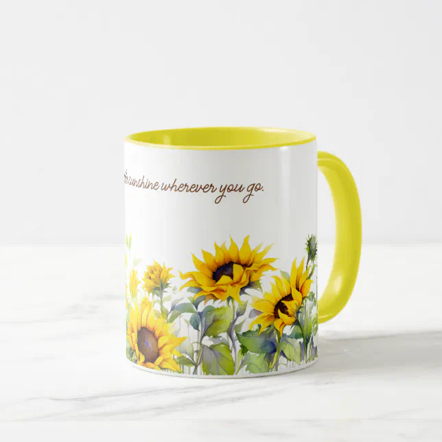 Sunflowers Watercolor Print Travel Coffee Mug