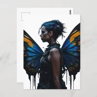 Fantasy Woman and Butterfly Wings AI Art Postcard