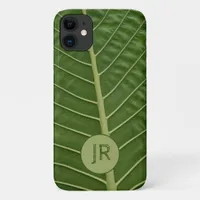 Tropical Jungle Leaf Veins Texture Khaki Green iPhone 11 Case