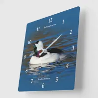 Handsome Bufflehead Duck at the Winter Pond Square Wall Clock