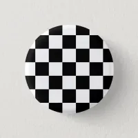 Black and White Simple Check Pattern Pinback Button