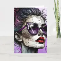 Pretty Woman in Sunglasses and Purple Sunglasses Card