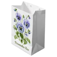 Purple Pansies Personalized Medium Gift Bag