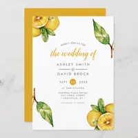 Modern Watercolor Citrus Lemon Wedding Invitation