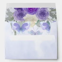 Rustic Floral Purple Lilac Butterflies  Envelope