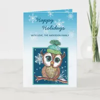 Festive Winter Owl Happy Holidays Card