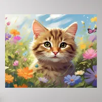 *~*  Flowers Kitty Cat 5:4  Kitten Butterfly AP68  Poster