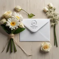 Elegant Modern Floral Wedding Initials Self-inking Stamp