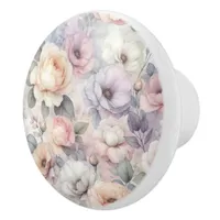 Elegant Rose Blossoms Ceramic Knob