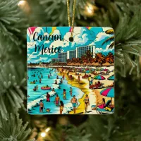 Cancun, Mexico with a Pop Art Vibe Ceramic Ornament
