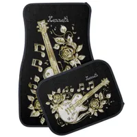 Golden Guitar Strikes Perfect Chord Car Floor Mat