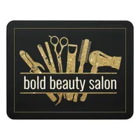 Beauty Salon Hair Stylist Tools Gold Glitter Black Door Sign