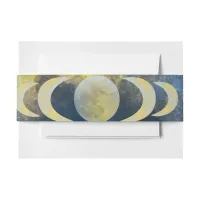 Elegant Crescent Moon Celestial Wedding:Blue &Gold Invitation Belly Band